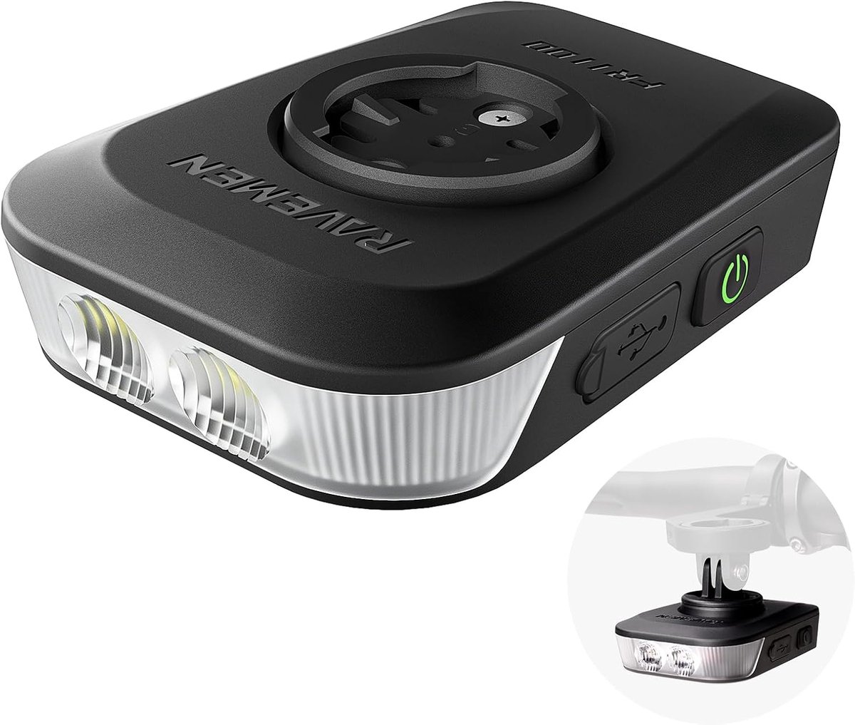 SnelShoppen - Fietskoplamp 1100 Lumen met 270° Brede Lichtbundel, Compatibel met Fietscomputers, 6 Verlichtingsstanden voor Nachtelijke Stadsritten en