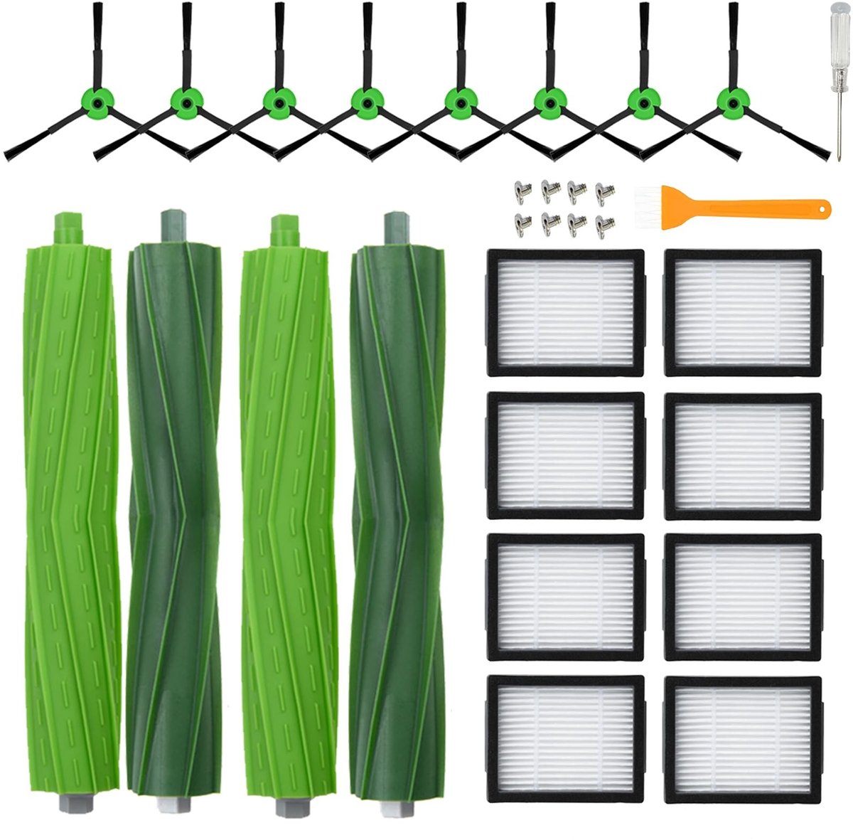 Dailygoods- Vervangstukken 20 stuks - HEPA-filterset - Rubberborstels - Robotstofzuiger accessoires - Compatibel met iRobot Roomba - Verbeterde prestaties - Stofzuigeraccessoires
