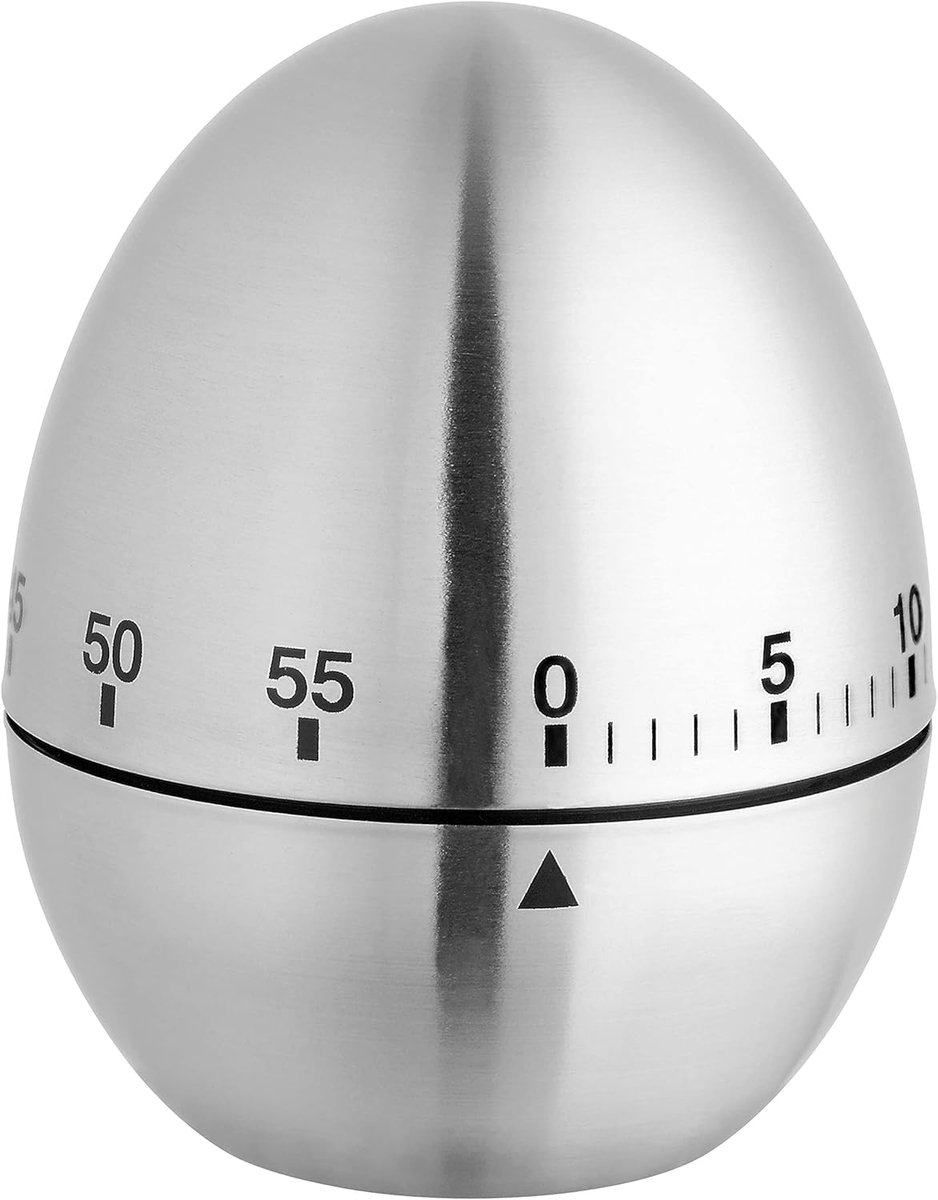 Thijox - Mechanische eierwekker Keukentimer 60 Minuten, Roestvrij Staal, Analoge Kortetijdsmeter met Akoestisch Alarm, Zilver voor Koken, Bakken en Ke