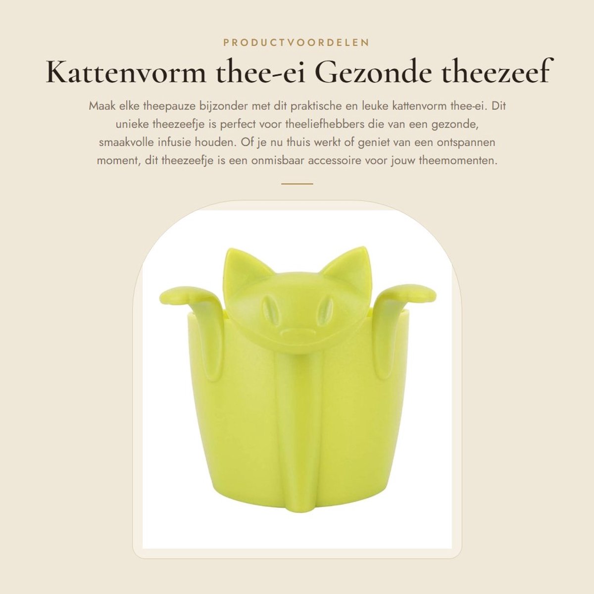 Dailygoods- Thee-ei Schattige Kattenvorm - Theezeef - Herbruikbaar - Siliconen - Niet Giftig - Temperatuurbestendig tot 250 °C
