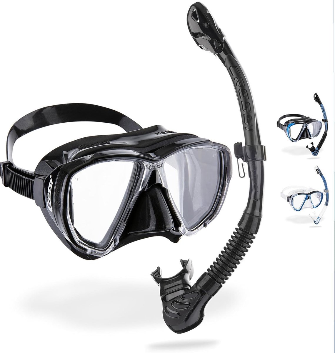 SnelShoppen - Uniseks Duikmasker Big Eyes + Droge Snorkel Alpha U.D. - Uitstekende Zichtbaarheid, Ideaal voor Snorkelen en Duiken, Eenheidsmaat