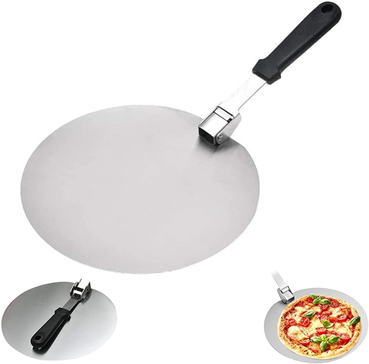 Dailygoods- Pizzaschel 25 cm - Roestvrijstalen - Antislip handvat - Opvouwbaar - Multifunctioneel bakgereedschap - Geschikt voor pizza en taarten - Pizzaspatel
