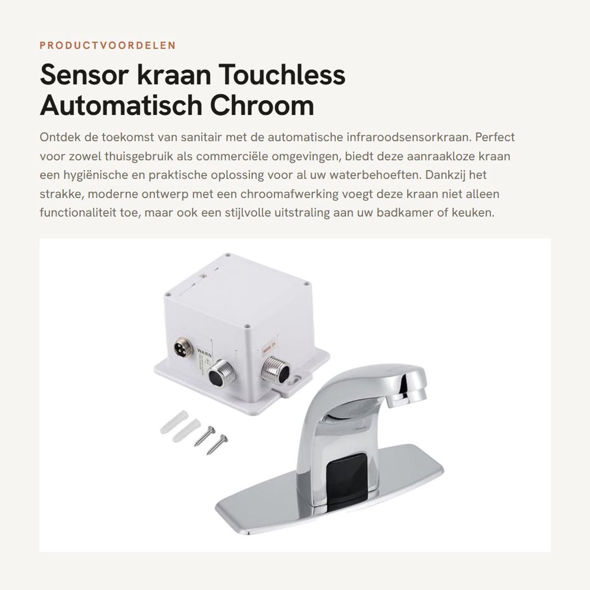 Dailygoods- Sensor Kraan Automatisch Infraroodsensor - Zinklegering/Messing - Roestbestendig - Hygiënisch - Modern Ontwerp - Chromen Afwerking - Aanraakloze Kraan