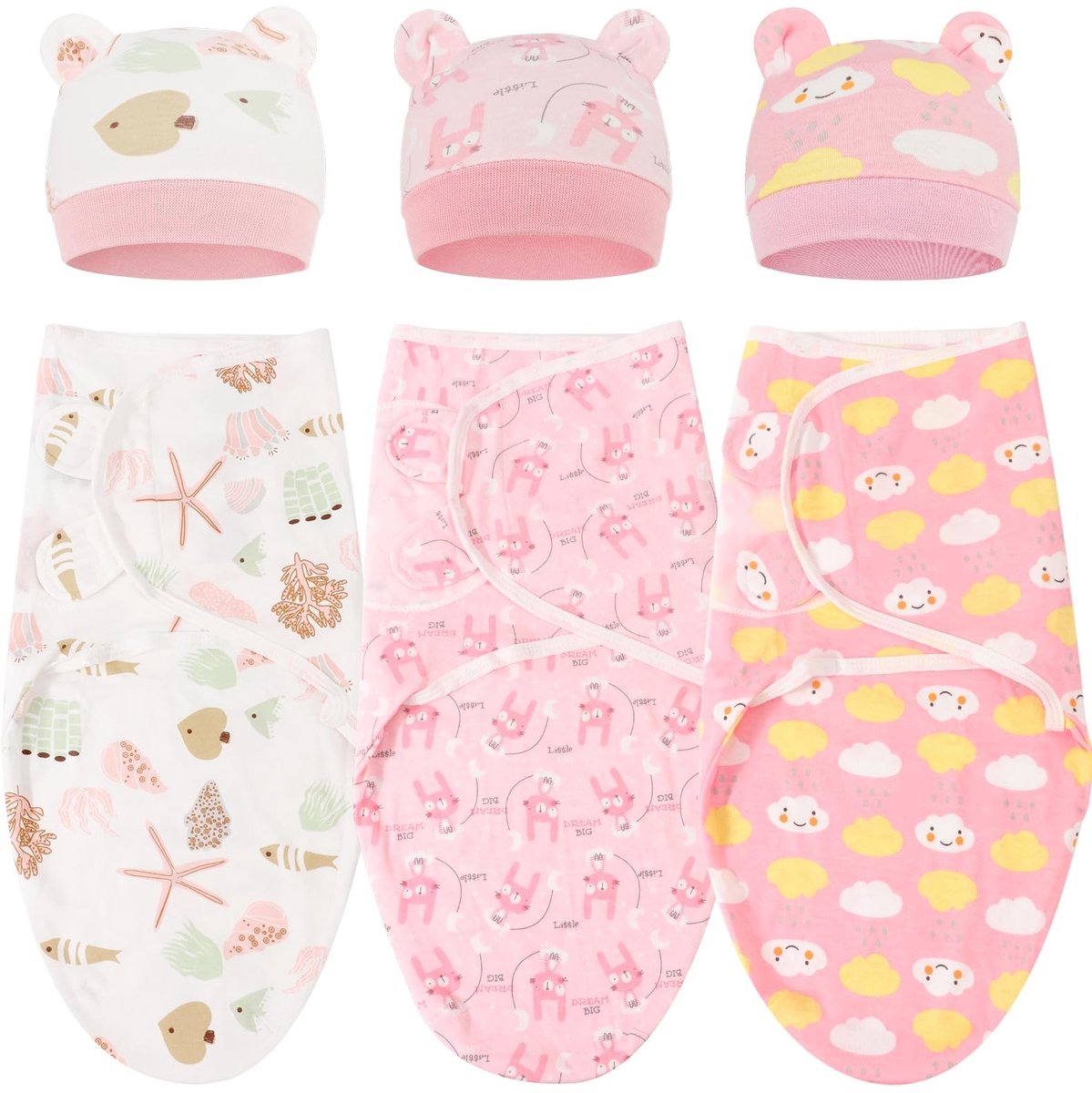 Dailygoods- Swaddle Deken - 3-Pack Baby - Verstelbaar - Hydrofiele Doeken - Wikkeldeken - Trendy Design - Zacht Materiaal - Wikkeldoek