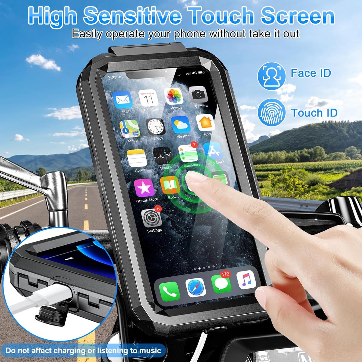Thijox - Fietsen Stuurtas Waterdichte Fiets Frame Tas L - IP66 Waterdicht, Touchscreen, Aluminium Bevestiging, Zwart, Voor Fiets & Motor