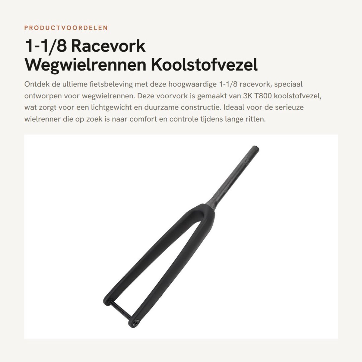 Dailygoods- Racevork Lichtgewicht Ontwerp - Koolstofvezel - Trillingsabsorptie - 100x12 Mm Steekas - 1-1/8 Inch Diameter - 45 Mm Offset - Fietsvoorvork