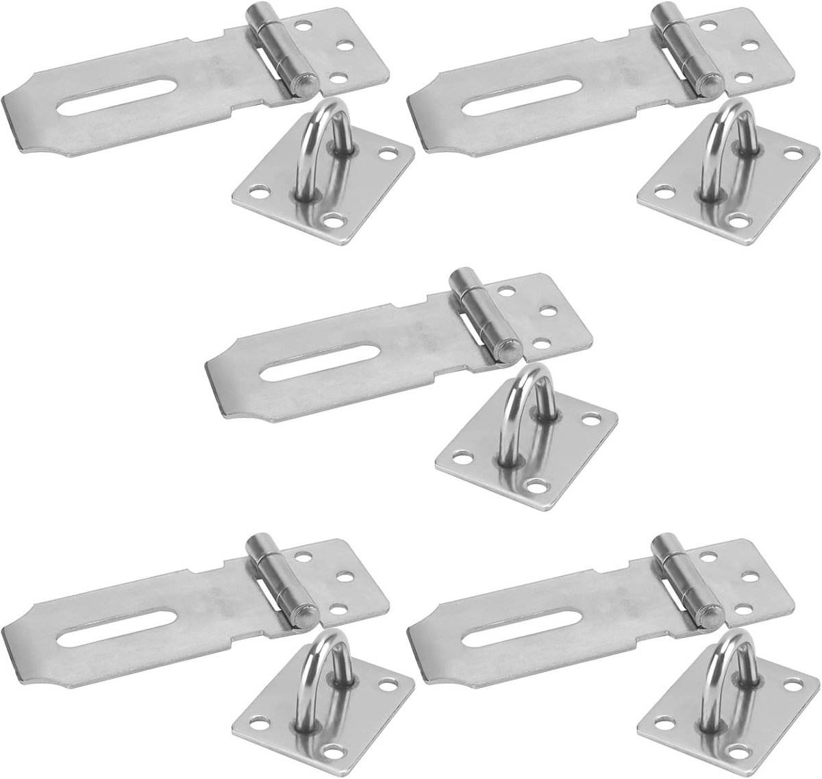Vijf stuks RVS Hangslot met Beugels voor Deuren, Schuren en Poorten - Zware Duurzame Beveiliging voor Ramen en Kasten