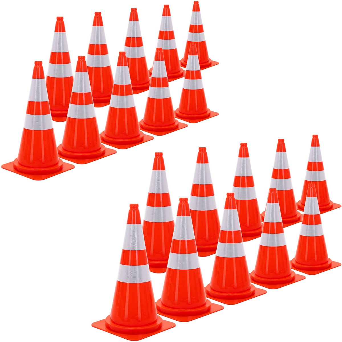 ECD Germany | Set van 20 grote pylonen met 2 reflecterende strepen, 75 cm, van PE, oranje, verkeerskegels, geleidingskegels, waarschuwingskegels, afzettingkegels, verkeershoedjes