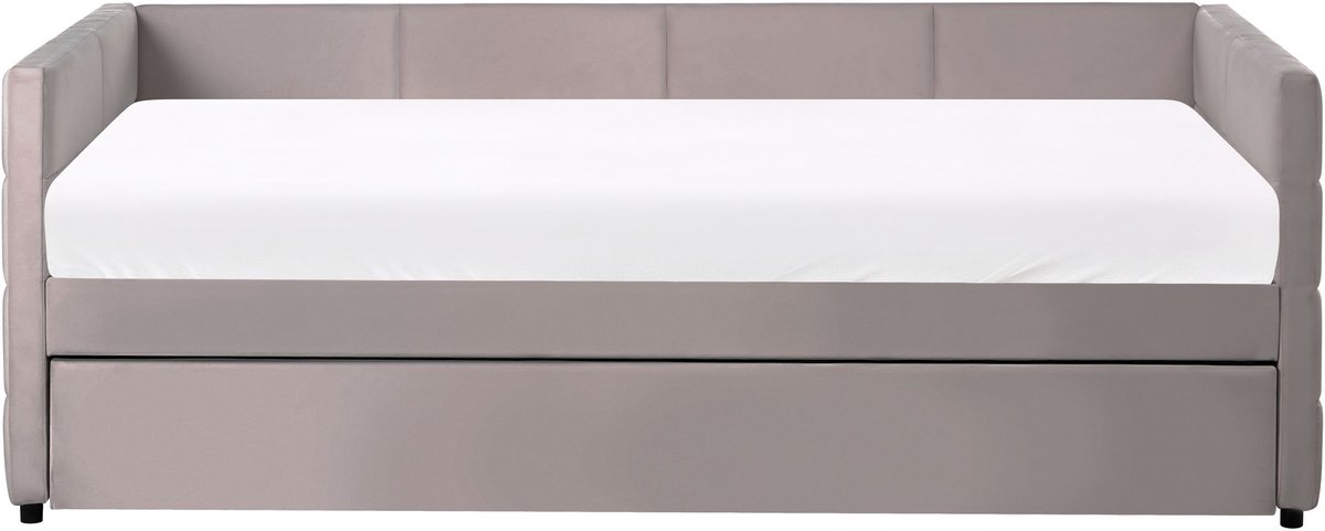 CHAVONNE - Onderschuifbed - Lichtgrijs - 90 x 200 cm - Fluweel