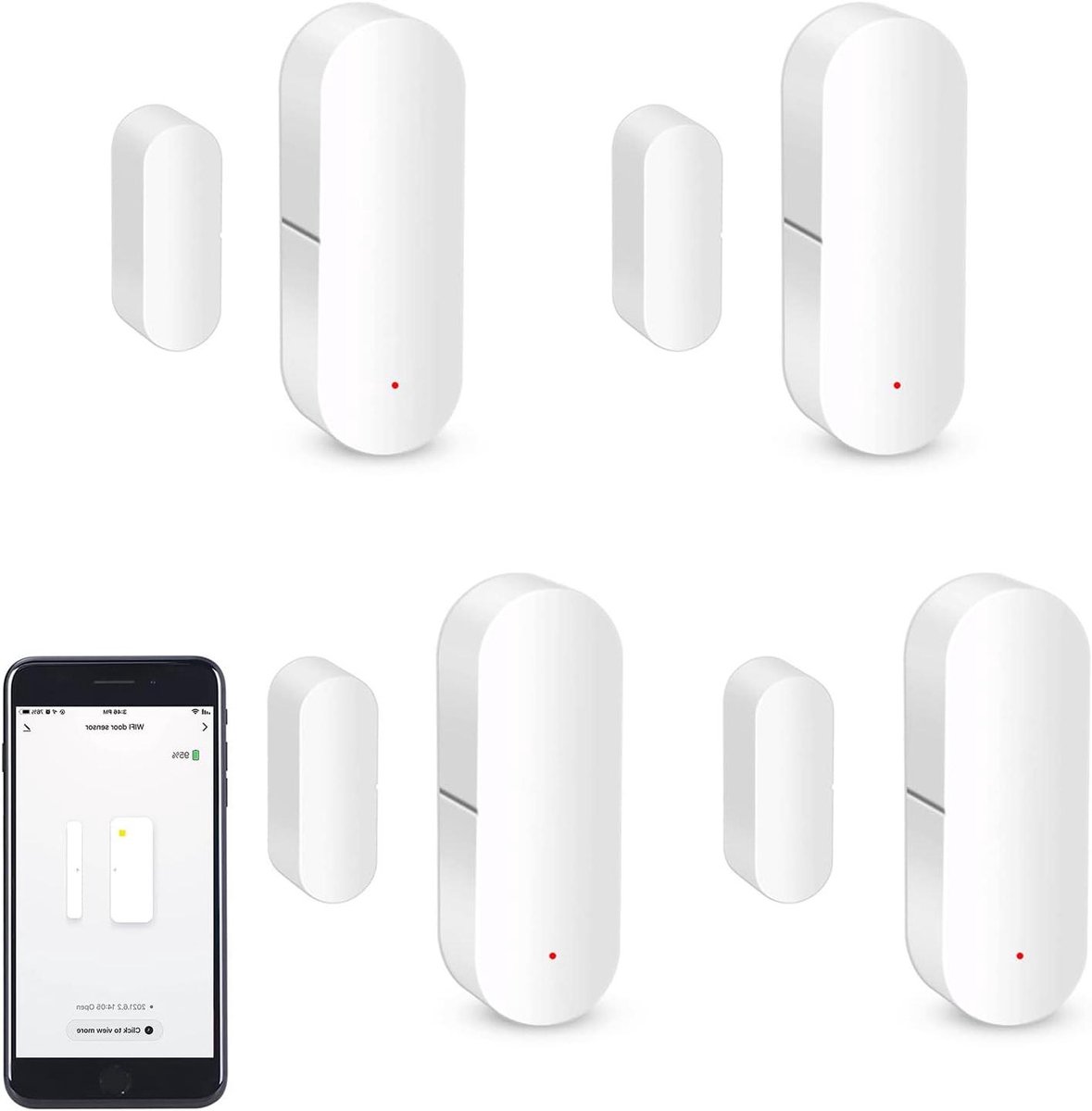 Deur Sensor - Raam Contact - Huis Beveiligen - Geen Hub Nodig - 4 Stuks - Wit