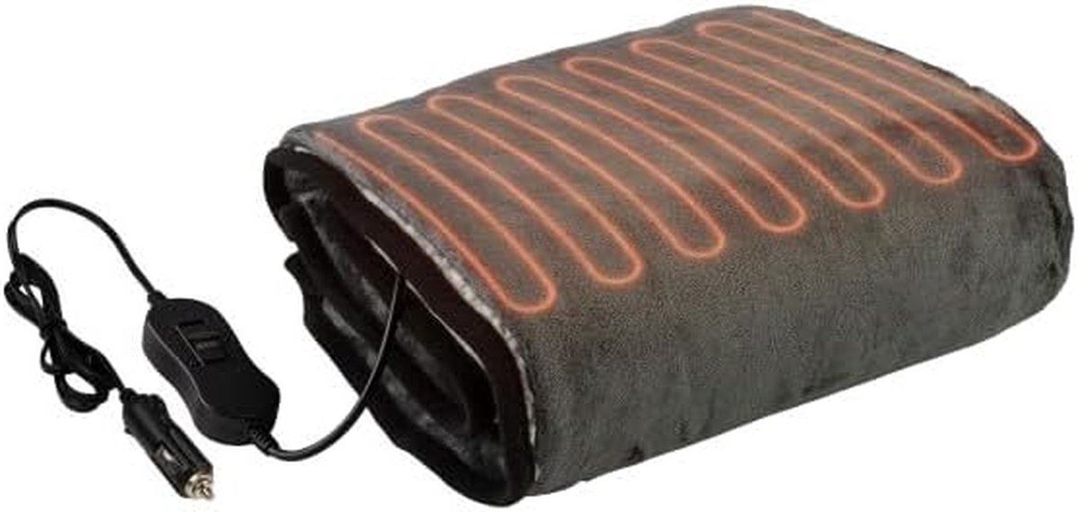 Verwarmde Auto Deken - Elektrisch Reiskleed - Comfortabel Reizen - Twee Warmtestanden - 150x110 cm - Grijs