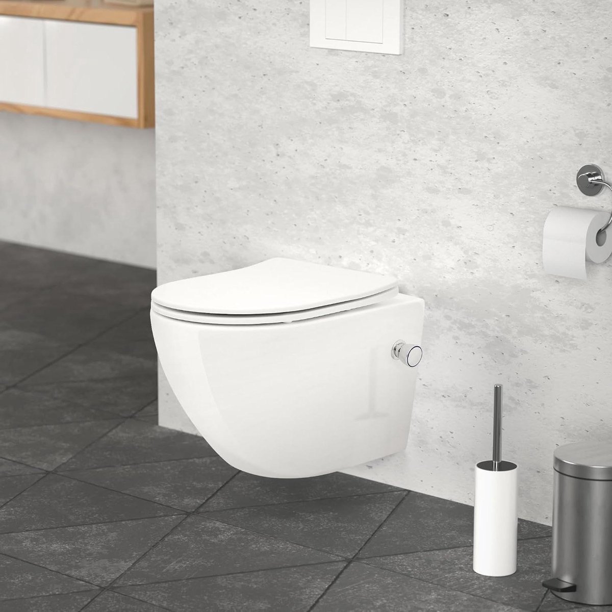 Wandtoilet Kort - Hangend Toilet - Badkamer Hygiëne - Geïntegreerde Bidetfunctie - 49 cm Diep - Wit