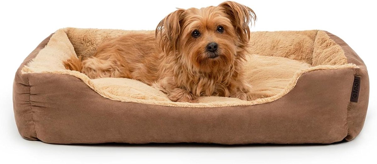 Huisdierbed - Hondenkussen - Comfortabel Rusten - Wendbaar Kussen - 75x60 cm - Bruin Beige