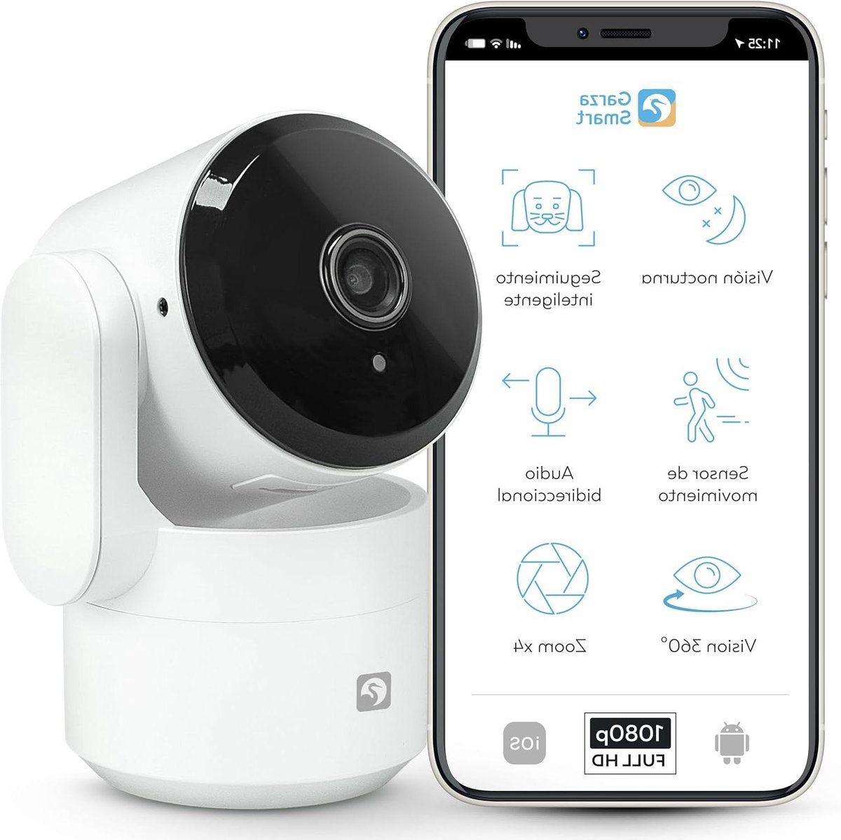 Slimme Binnen Camera - IP Camera - Huisbewaking Thuis - 360 Graden Zicht - 1080p HD - Wit
