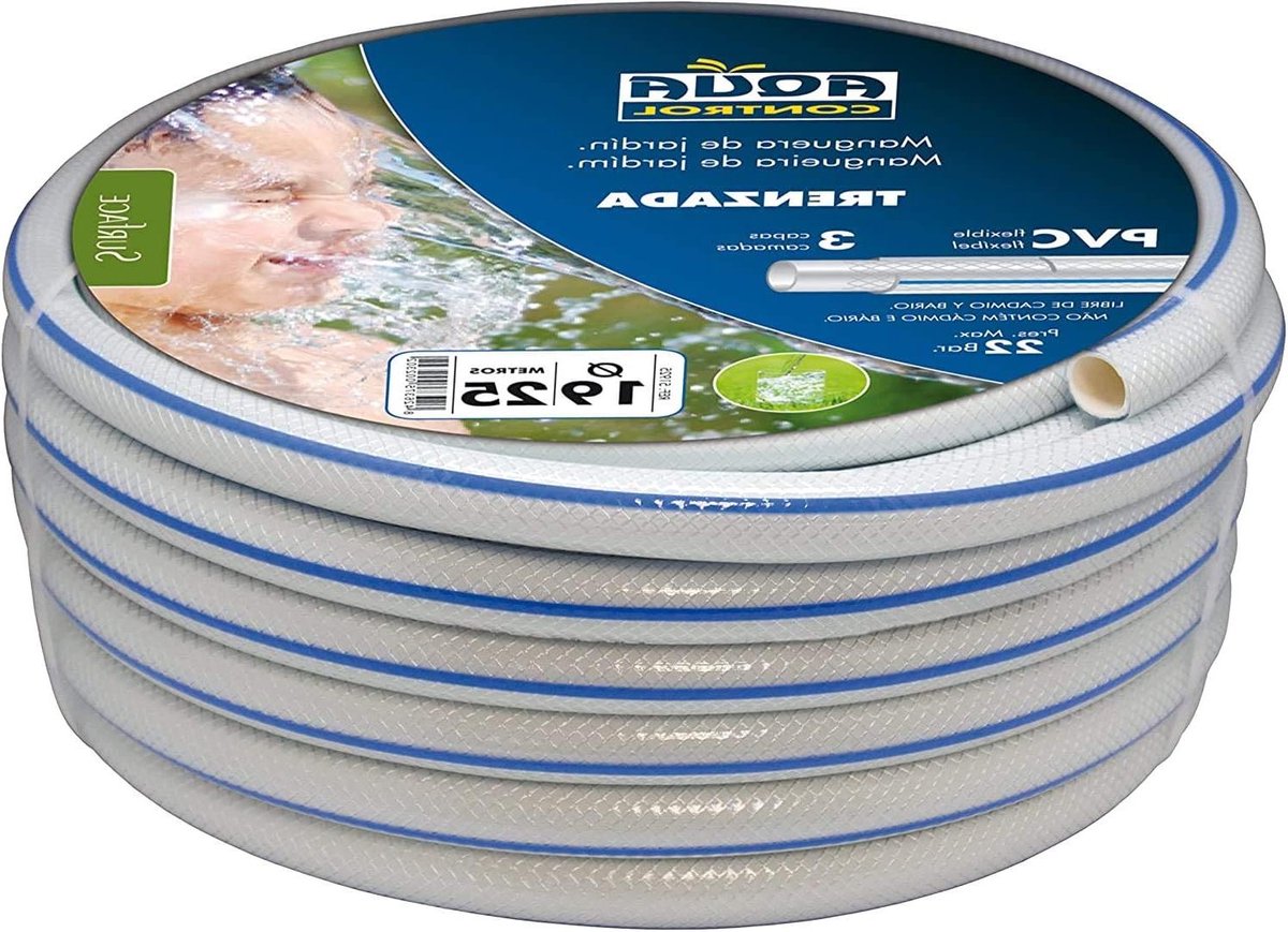 Tuinslang Gevlochten - Water Slang - Buiten BeWateren - Drukbestendig PVC - 25 Meter - Wit Blauw