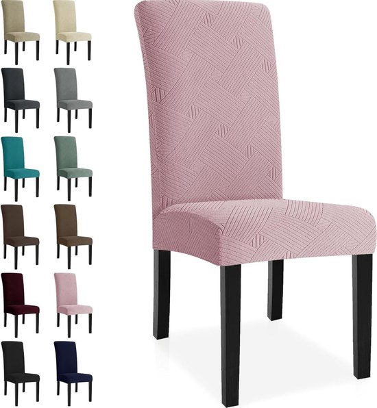4-delige Universele Stoelhoezen Roze - Elastisch en Wasbaar voor Eetkamerstoelen van Merkloos — afbeelding 2