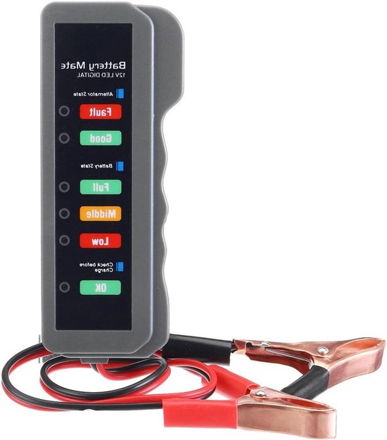 12V Batterij Tester voor Auto en Motor - Digitale Accu Controle met LED Indicatoren