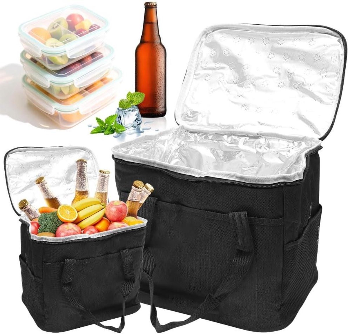Koeltas - Isolatietas - Picknick en Boodschappen - Vouwbaar en Duurzaam - 16 Liter - Zwart