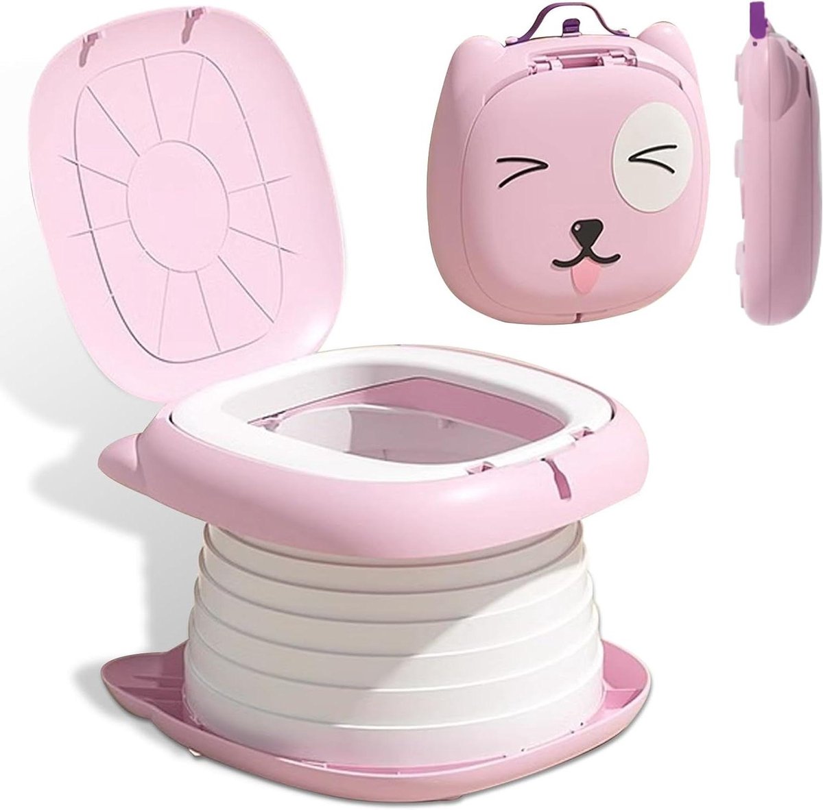 Kinder Toilet - Draagbaar Potje - Onderweg Zindelijk - Opvouwbaar en Stabiel - 26 cm Breed - Roze