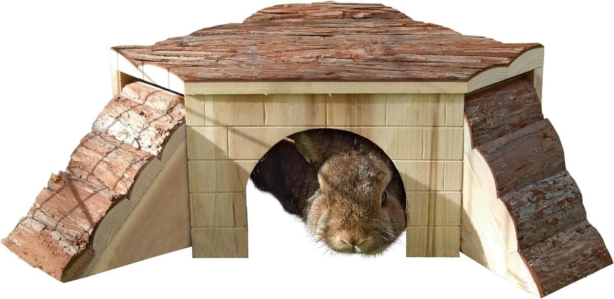 Knaagdier Huis - Dierenverblijf Natuur - Klimmen en Schuilplaats - Natuurlijk Hout Materiaal - 37 x 37 x 16 cm
