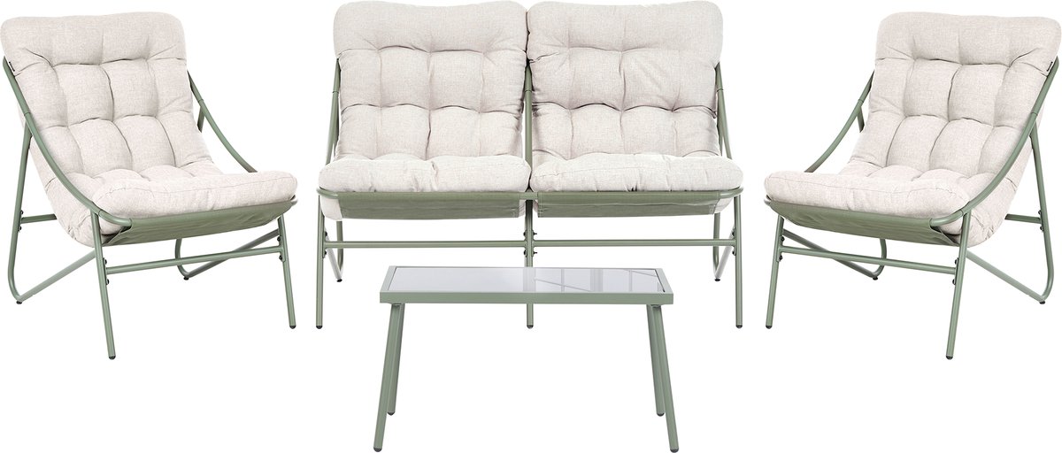 Beliani MOLVENO - Loungeset 4-zits - Groen/Beige - Staal