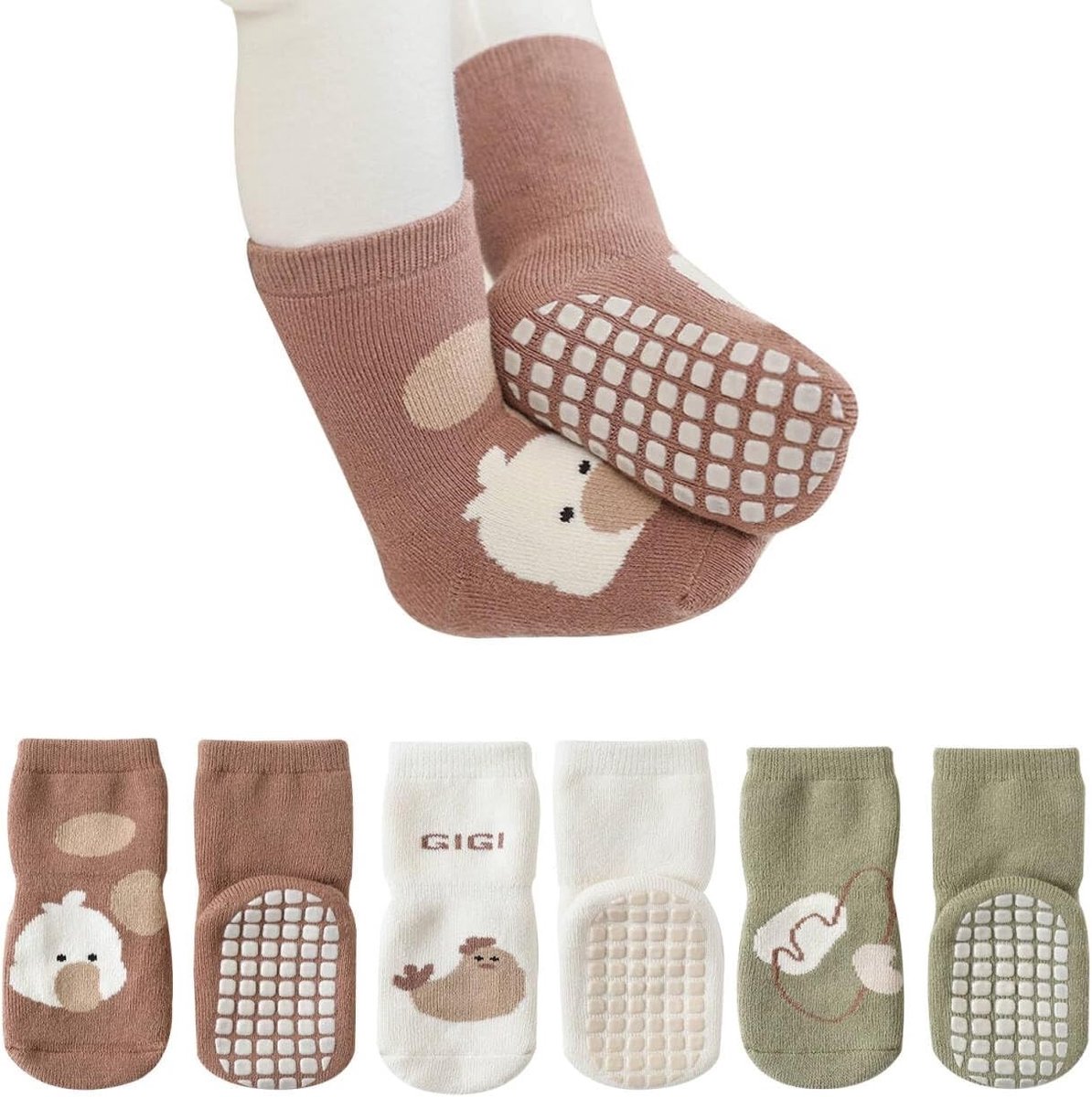 Dikke antislip baby sokken, 3 paar met handvat, warm en comfortabel voor 1-3 jaar