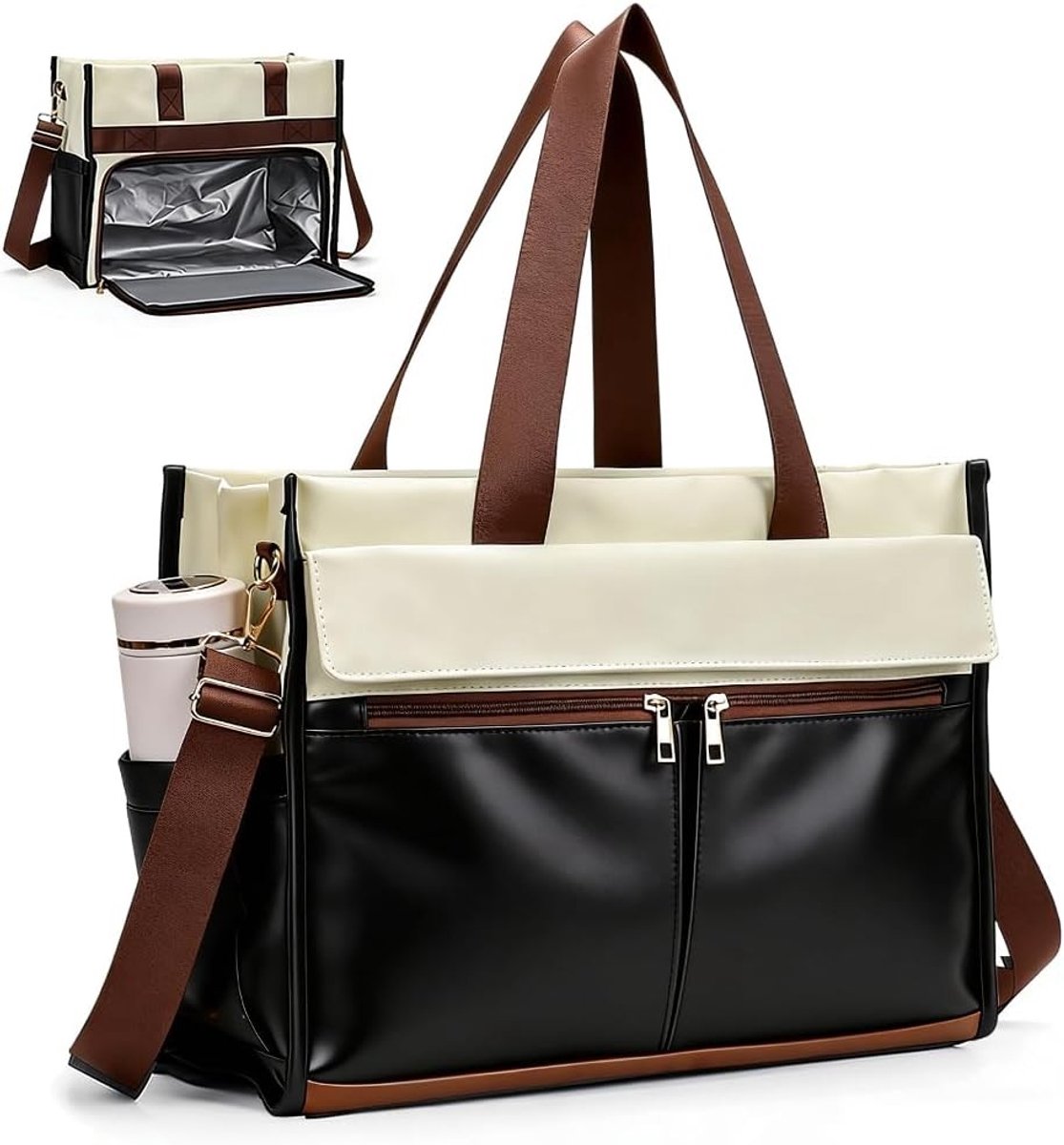 Vrouwelijke Lunchtas en Laptoptas van 15.6 Inch met Geïsoleerd Lunchcompartiment, Waterdichte Werk- en Schooltas voor Kantoor en Cadeau