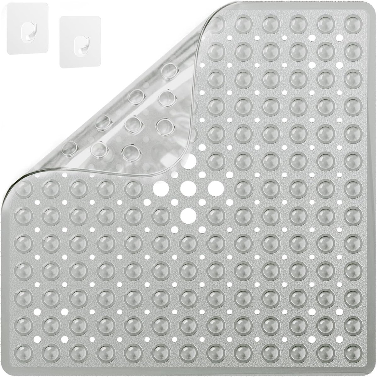 Antislip douchemat 53 x 53 cm - Grijze badkamer mat voor veiligheid, comfort en hygiëne