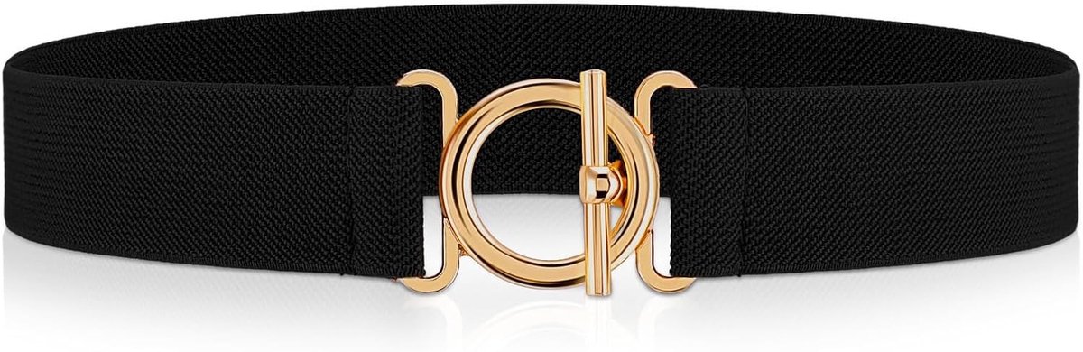 Dames Elastische Riem, Onzichtbare Rekbare Tailleband met Gouden Gesp voor Jeans, Jurken en Broeken