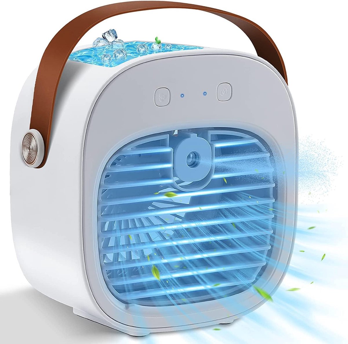 Draagbare airconditioner, mini oplaadbare airconditioner, persoonlijke luchtkoeler, kleine tafelairconditioner, geschikt voor slaapkamers, kantoren en buiten (wit).