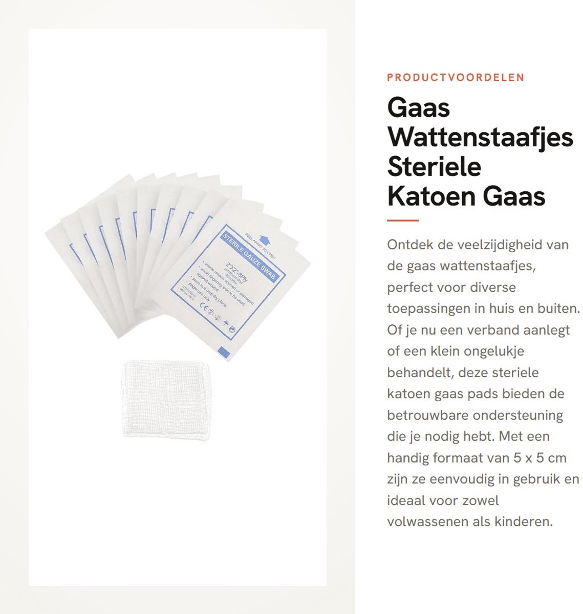 Dailygoods- Gaas Pads Steriel - 30 Stuks - 5Cm x 5Cm - Niet Geweven Katoen - Verband Rollen - Huishoudelijke Benodigdheden - Gaasverband