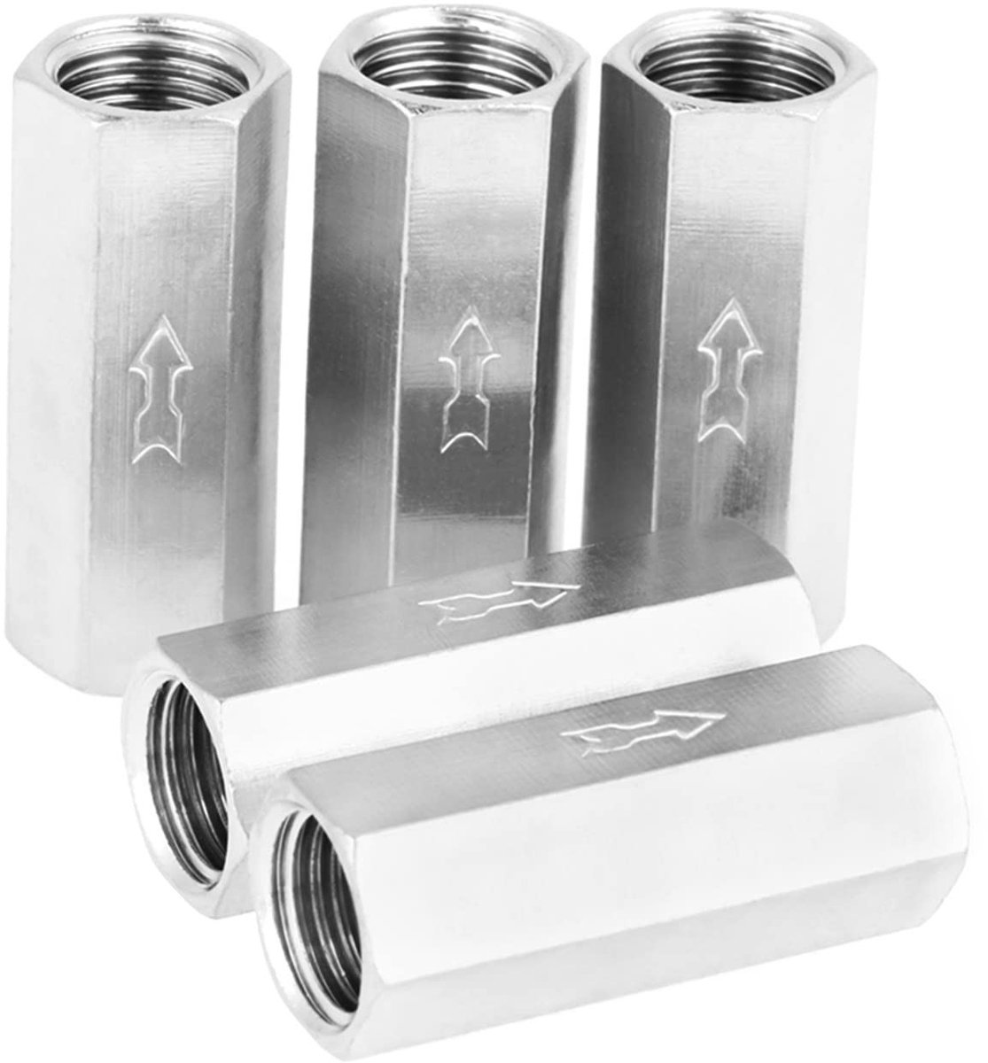Dailygoods- Terugslagklep 1/4 Inch - Terugslagklep Messing - Luchtdichte Prestaties - 5-Pack - Hoogwaardig Materiaal - Bestand tegen Hoge Temperaturen - Luchtklep