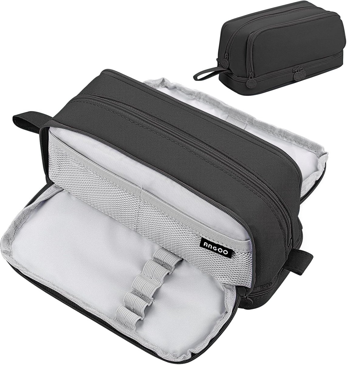 Thijox - Grote etui organizer voor meisjes en jongens, Multifunctionele Beauty Case met 4 vakken, Zwart, L - Ideaal voor school, hobby, en onderweg