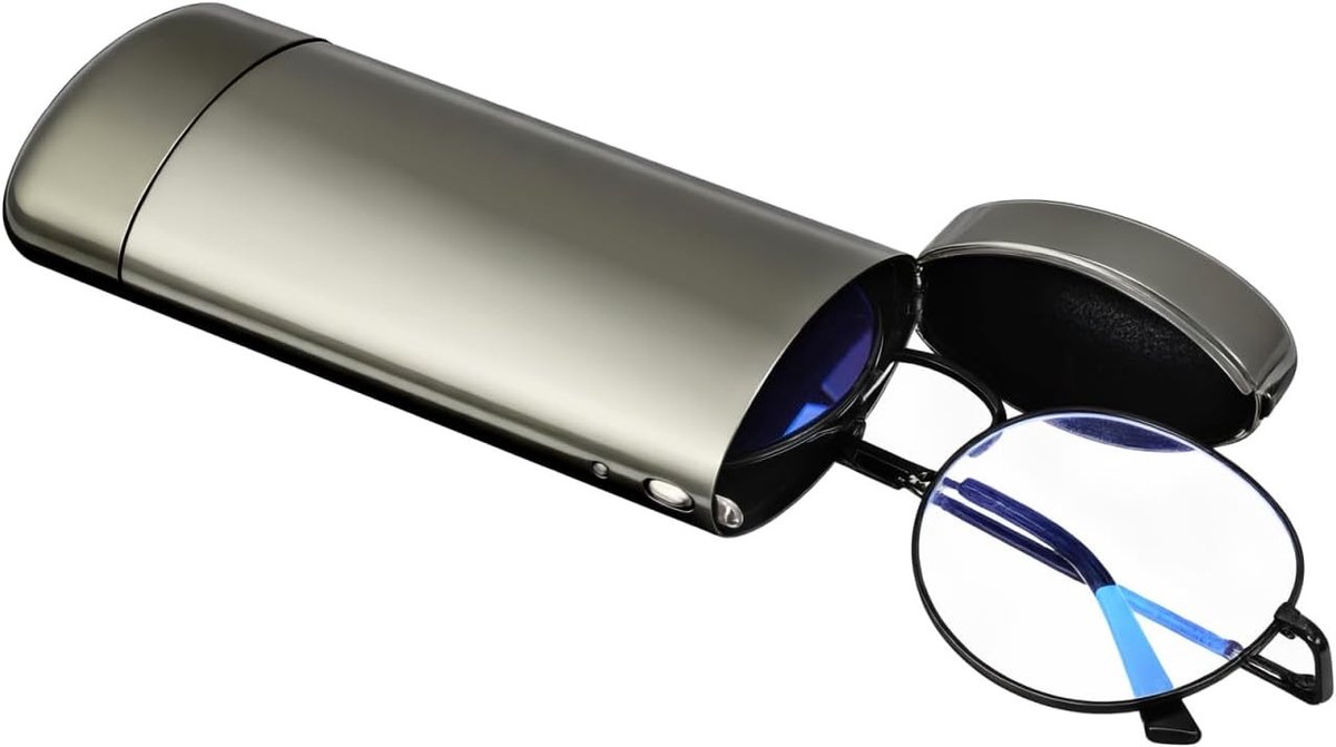Draagbare harde shell brillenhouder voor zonnebrillen en brillen - Milieuvriendelijk en slank ontwerp voor dagelijks gebruik en reizen in spiegelgrijs