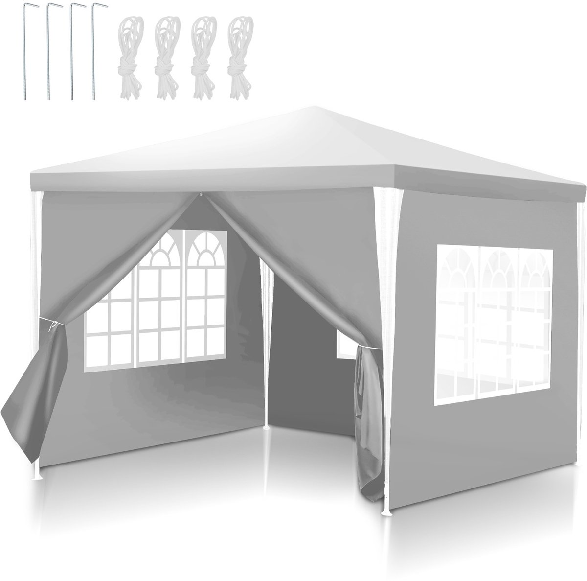 Partytent - Feesttent Tuinpaviljoen - Feestelijke Gelegenheden - Waterdicht UV-bestendig - 3 x 3 m - Wit