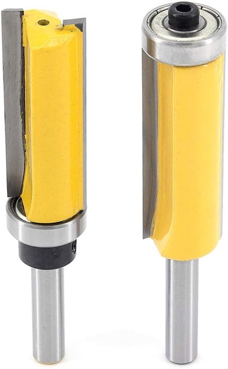 Extra lange 8mm shank flush trim freesbit set voor houtbewerking, precisie en duurzaamheid