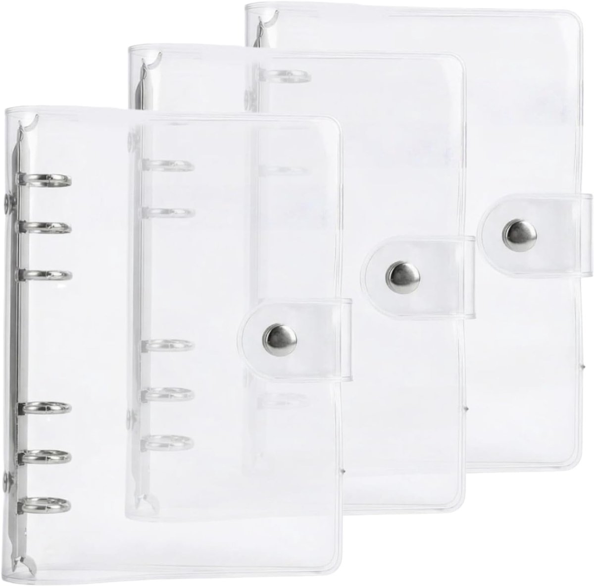 SnelShoppen - 3 Pcs A6 Ring Binder Set - Refillable PVC Ring Boek - Transparante Losse Bladmap - Waterdichte Ringbinder A6 voor School, Kantoor en Cre