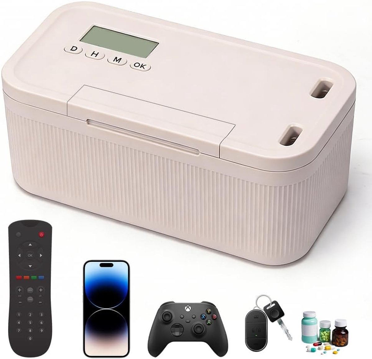Veilige Tijdslot Box voor Verslavingscontrole, Mobiele Veiligheidsbox met 2 Werkmodi, Ideaal voor Geld en Waardepapieren, Afmetingen 24x13.3x9.6cm
