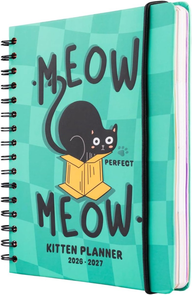 Thijox - A5 Academische Agenda 2026-2027 - Meow Meow Kat Weekplanner - Back to School Planner voor Studenten - Mid Year Agenda met Weekoverzicht - Kat