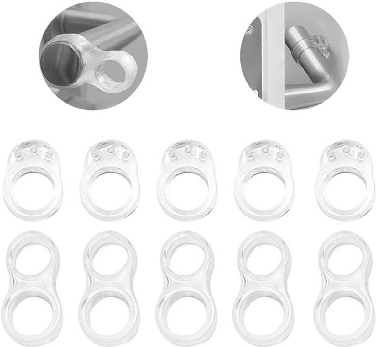 Deurstopper 10 stuks zeer-elastische deurklinkbeschermingsset PVC transparant - gemakkelijk-te-reinigen deurklinkbuffer