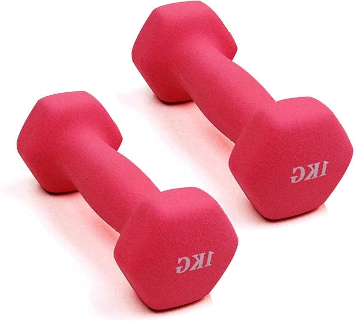 Fitness Halterset - Sport Gewichten - Spier Training - Antislip Oppervlak - 2 x 1 kg - Rood