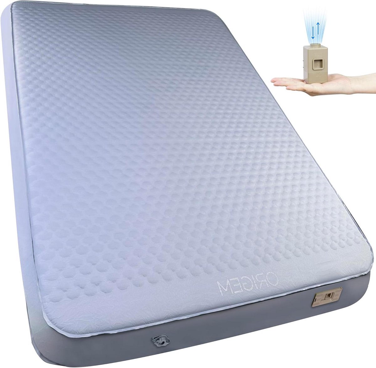 Tweepersoons Kampeermatras - Slaapmat Camping - Comfortabel Slapen Buiten - Ingebouwde Elektrische Pomp - 140x10 cm - Grijs