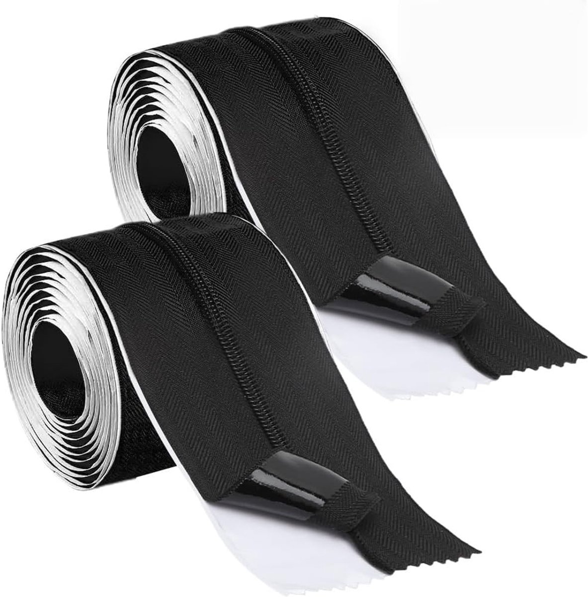 SnelShoppen - Waterdichte en Roestvrije Zelfklevende Rits voor Kassen, Bouwprojecten, Plastic Stofbarrières (2 Stuks, 213 cm x 7,5 cm) (Zwart)
