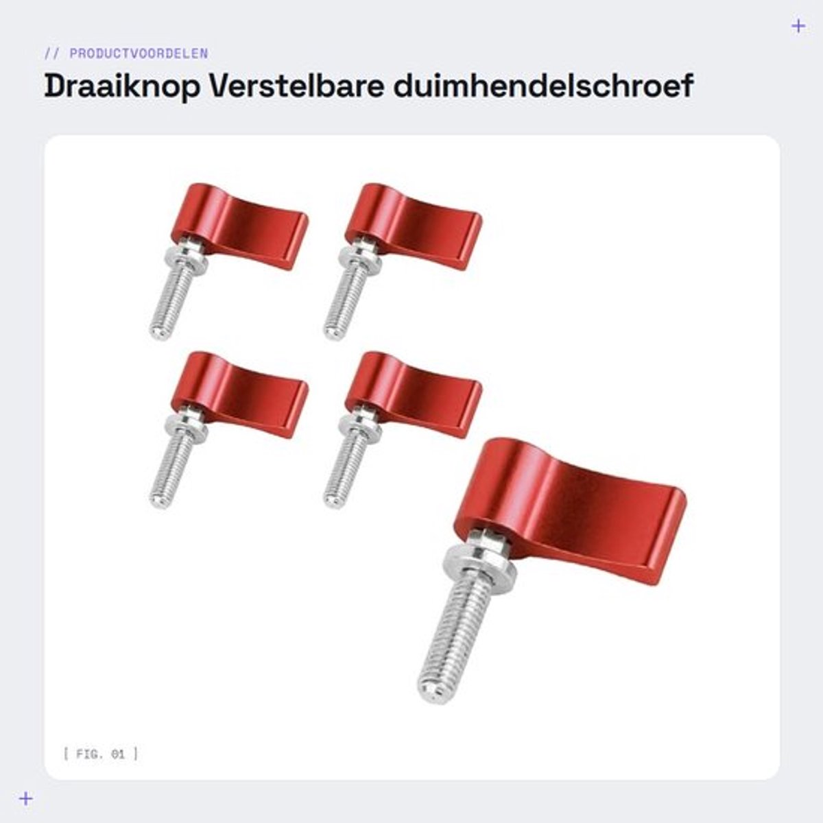 Draaiknop - Verstelbare duimhendelschroef - Aluminiumlegering - Rood - M5 schroefdraad - Geschikt voor camera-apparatuur - 17mm