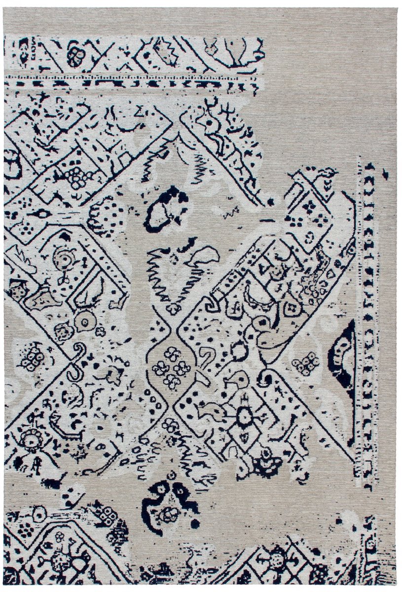 Padiro laagpolig vloerkleed 80 x 150 cm - grijs / zwart - modern abstract design - geschikt voor vloerverwarming - van katoen