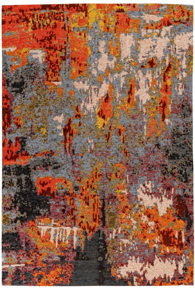 Padiro laagpolig vloerkleed 80 x 150 cm - meerkleurig / rood - vintage patroon - geschikt voor vloerverwarming - van modacryl en katoen en polyester