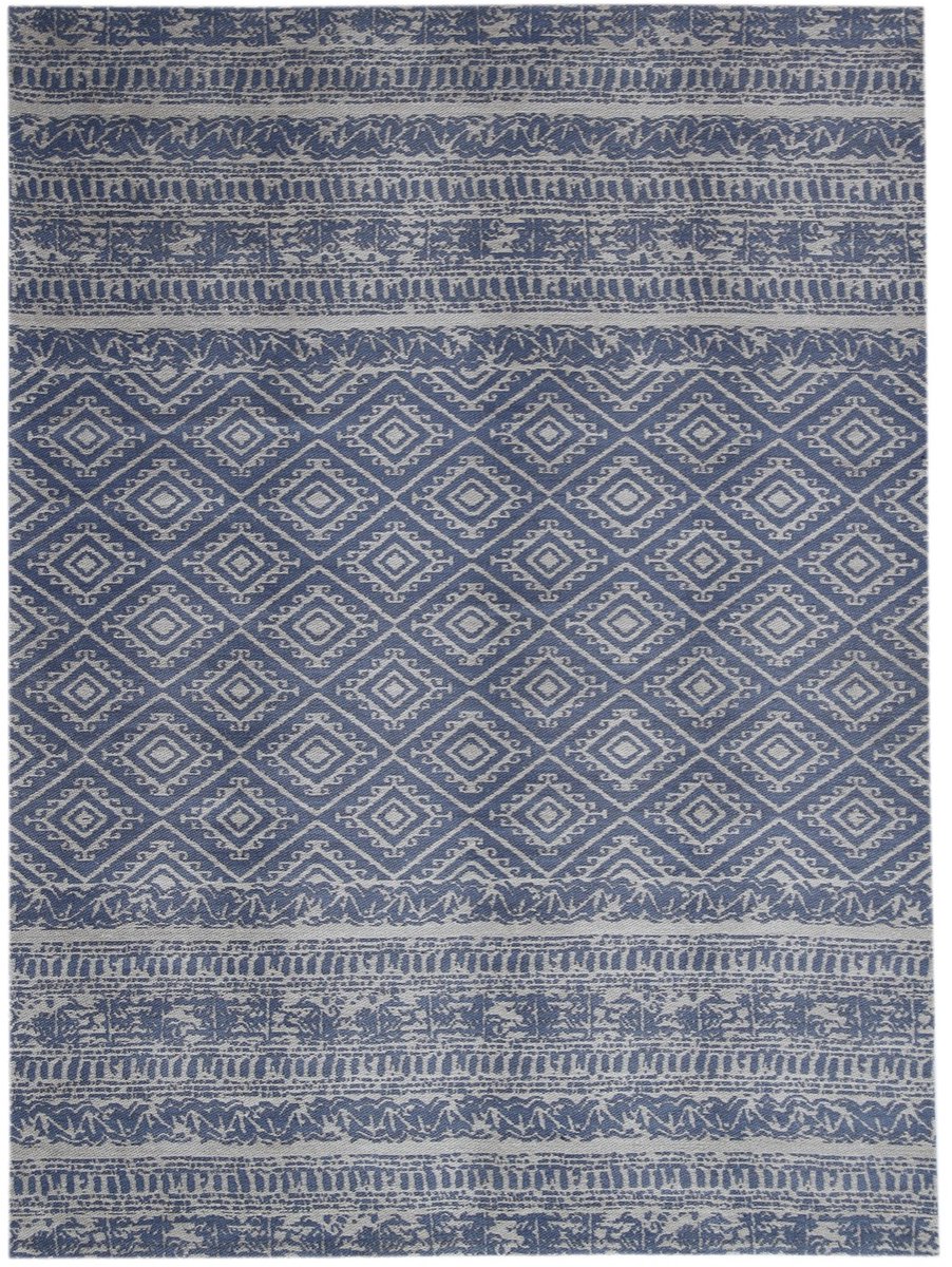 Padiro vloerkleed 120 x 170 cm - lichtblauw - vintage patroon - voor binnen en buiten - geschikt voor vloerverwarming - van polyester