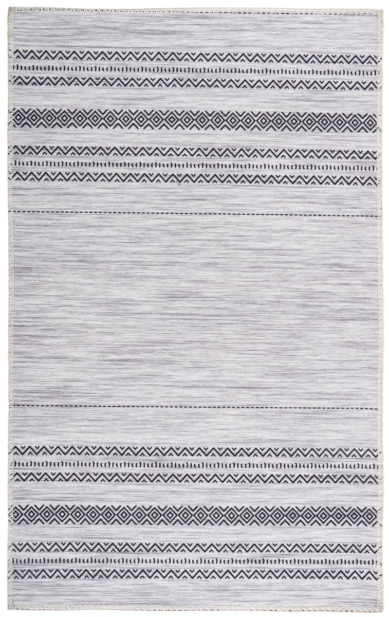 Padiro vloerkleed 120 x 180 cm - grijs - scandi streeppatroon - geschikt voor vloerverwarming - van polyester