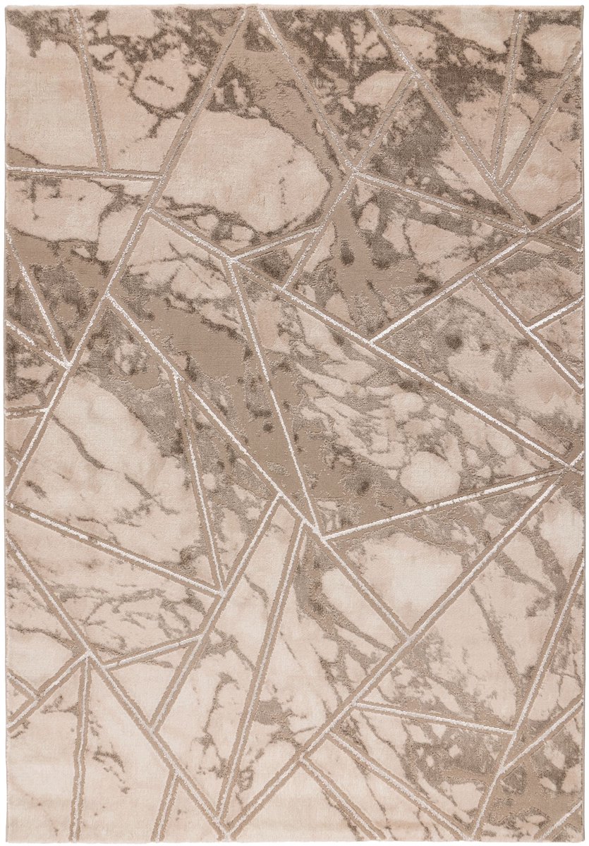 Padiro laagpolig vloerkleed 120 x 170 cm - beige - modern abstract design - geschikt voor vloerverwarming - van polypropyleen en polyester