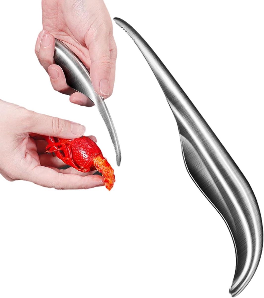 Garnalenreiniger Roestvrij Staal - Garnalenmes Peelertool - Zeevruchten Bereiden - Ergonomisch Ontwerp - 15.2 cm - Zilver